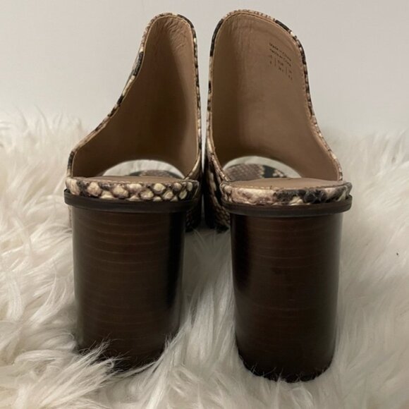 Aldo Snake Print Leather Slip on Block High Heel Sandal Shoe Mules Size 8 bin 3L - Picture 3 of 7